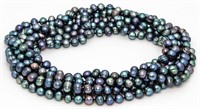 Genuine 96" Tahitian Black Pearl Necklace