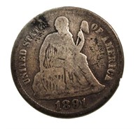 1891 Seated Liberty Silver Dime