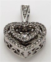 10kt Gold Double Halo Diamond Heart Pendant