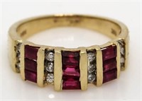 14kt Gold Baguette Ruby & Diamond Estate Ring