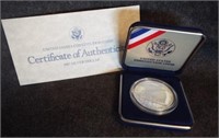 1987 US Constitution silver dollar with COA and