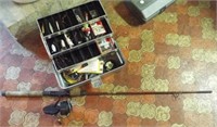 Vintage tackle box with various tackle and