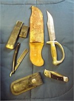 Herbertz Messer hunting knife with case, antique