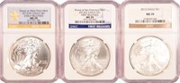 3 NGC Certified Perfect 2013 Silver Eagles.