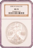 Certified Perfect 2008-W Silver Eagle.