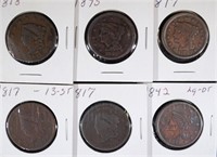 LOT OF 6-LARGE CENTS