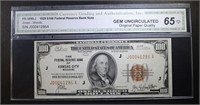 1929 $100. NATIONAL CURRENCY