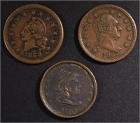 3-PATRIOTIC CIVIL WAR TOKENS