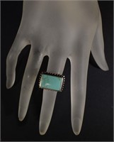 .925 SILVER RING w/INLAID SQUARE TURQUOISE