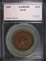 1836 LARGE CENT N-6 BN SEGS AU