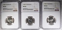 3-1942-P SILVER JEFFERSON NICKEL, NGC MS-66