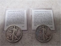1928-S & 1944 Walking Liberty Silver Half Dollars