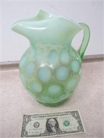 Vintage Seafoam Green Bubble Glass Pitcher -
