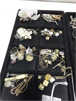 (2) Trays of costume jewelry & silver