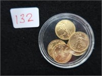 LOT, (5) 2010 $5 GOLD AMERICAN EAGLE COINS