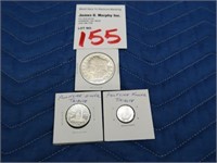LOT, (3) ASSORTED SILVER TRIBUTE COINS