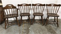 Set of four wood dining chairs