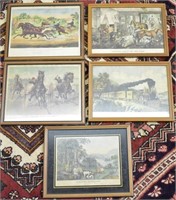 5 pcs. Antique Currier & Ives Prints