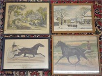 4 pcs. Antique Currier & Ives Prints