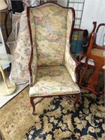 Asian Pattern Wingback Chair