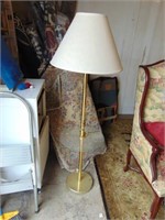 Contemporary Brass Floor Lamp W/Glass Table