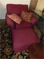 Oversized Red Arm Chair W/Ottoman