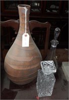 Lot #153 - Contemporary vase, etched decanter,