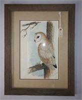 Lot #168 - Framed watercolor of barn owl
