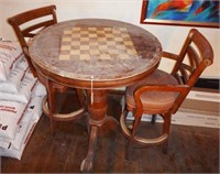 Lot #34 - Paw foot high top game table and (2)