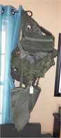 Lot #49 - Military Army rupp sack, flack jacket,
