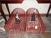 Lot #9 - (2) Red wire basket style crab pots