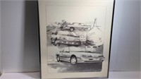23" x 20" custom framed classic car picture