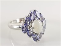 STERLING SILVER AMETHYST AND OPAL RING
