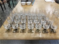 INCREDIBLE LOT OF GLASSWARE SMOKED SQUARE BOTTOMS