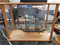 LARGE MODEL SHIP IN GLASS DISPLAY CASE