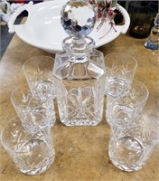 CRYSTAL DECANTER AND 6 GLASS SET