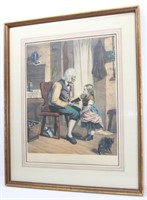 "Grandfather's Joy" Antique Framed Lithograph
