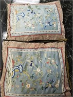 2PC ANTIQUE SILK CHINESE EMBROIDERY PILLOWS