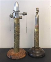 (2) TRENCH ART SHELL LAMPS