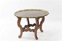 BRASS AND WOOD TRAY TABLE