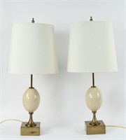 PAIR OF CONTEMPORARY FAUX OSTRICH EGG LAMPS