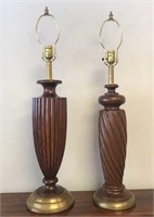 (2) RIBBED WOODEN LAMPS