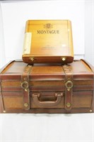 WOODEN CIGAR BOX, BRIEF CASE BOX AND LEATHER