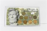 9 DECADES OF LINCOLN PENNIES COIN SET