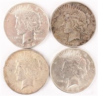(4) 1926 S SILVER PEACE DOLLARS