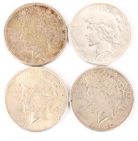 (4) 1922 S SILVER PEACE DOLLARS