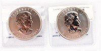 (2) SILVER CANADIAN MAPLE $5.00 ONE OUNCE COINS