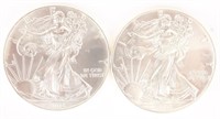 (2) AMERICAN SILVER EAGLE ONE OUNCE SILVER COINS