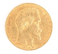 1855 A  FRANCE 20 FRANCS GOLD COIN