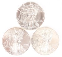 (3) AMERICAN SILVER EAGLE ONE OUNCE SILVER COINS